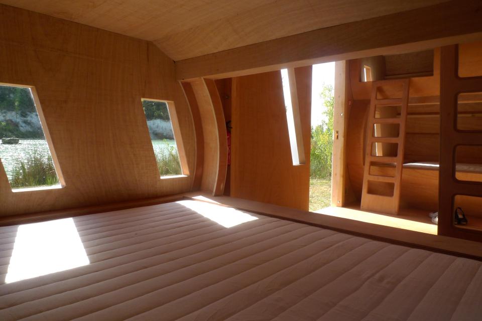 The interiors are stripped back inside each of the ten cabins