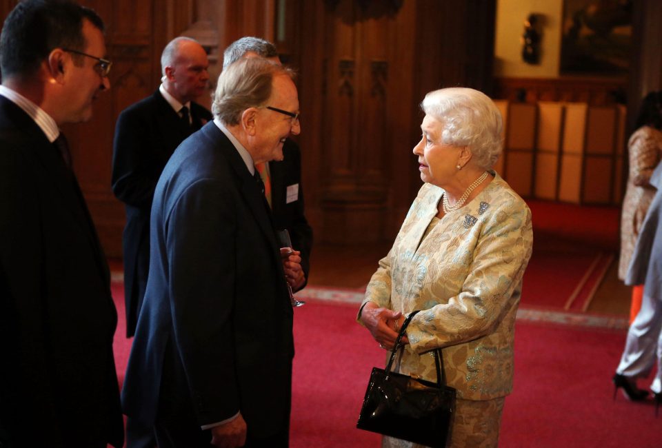  Queen Elizabeth II meets Robert Hardy in April 2013