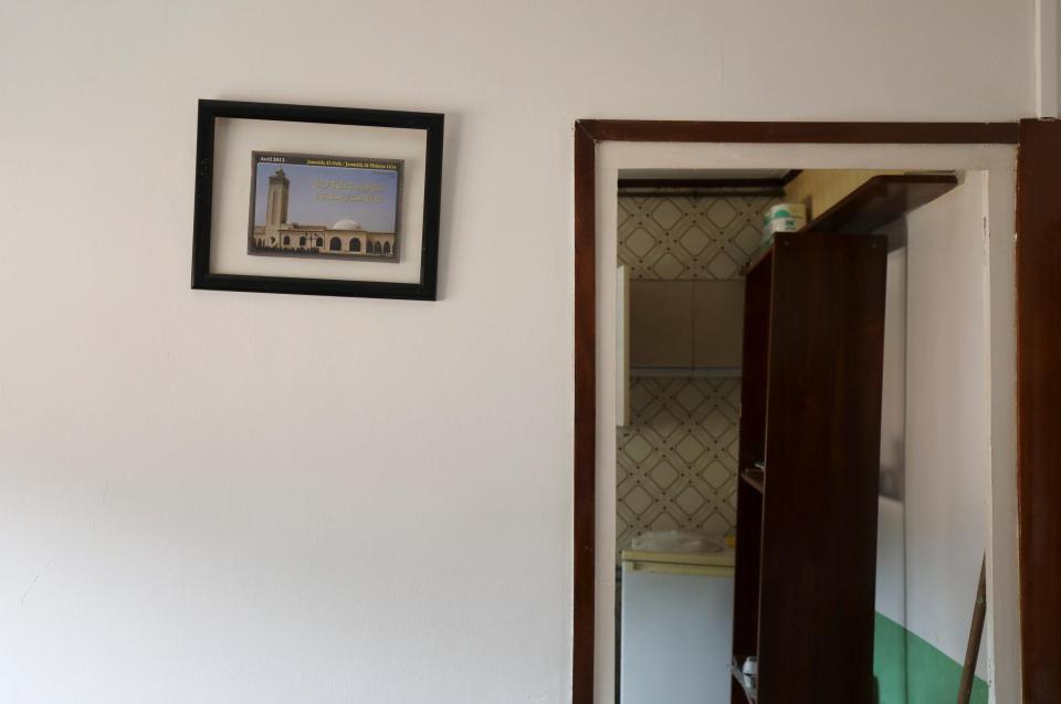  A picture of a mosque seen hanging on the wall