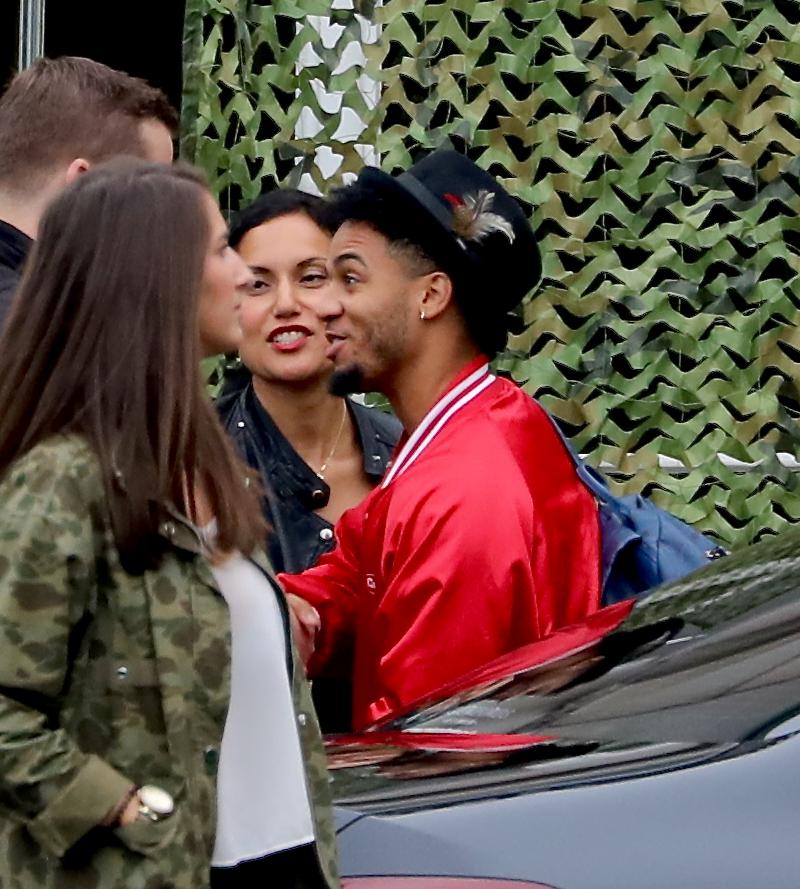  JLS member Aston Merrygold chats outside the dance hall