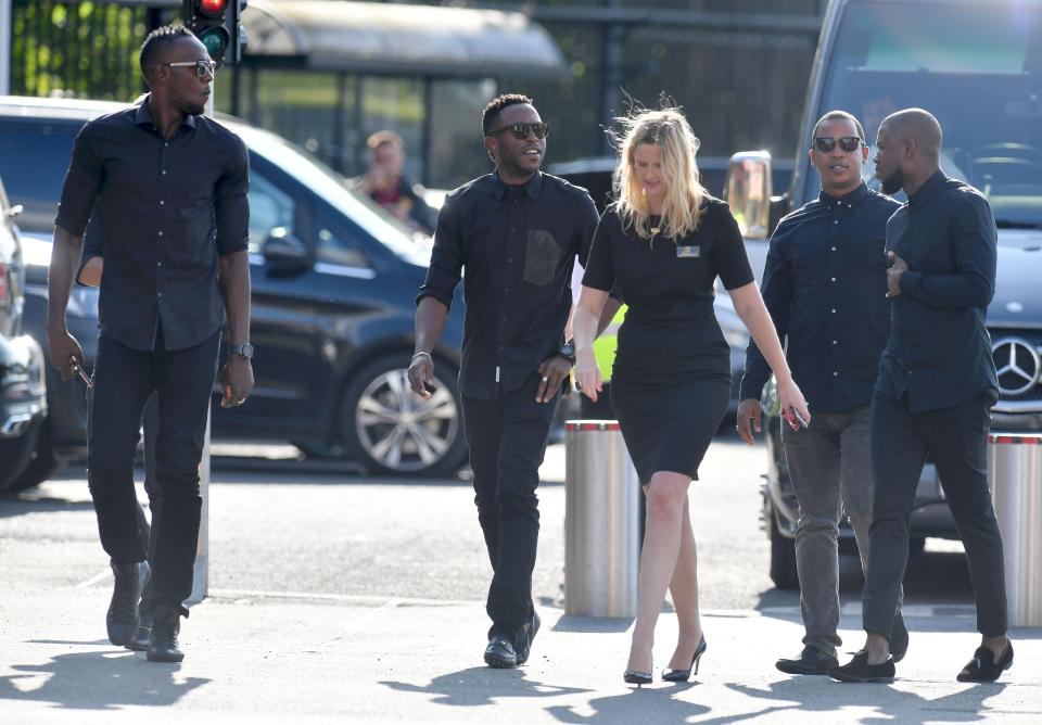 Usain Bolt arrives at Old Trafford to watch Man United vs Leicester