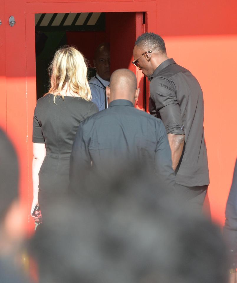 Usain Bolt heads into Old Trafford for Man United's game against Leicester