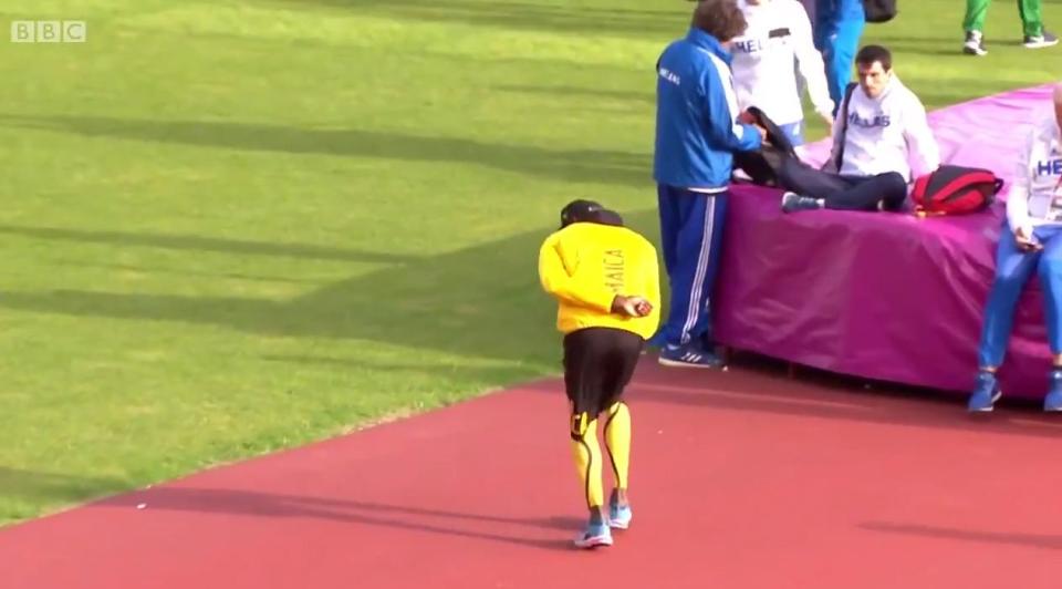  The sprint king was relaxed ahead of his race this evening