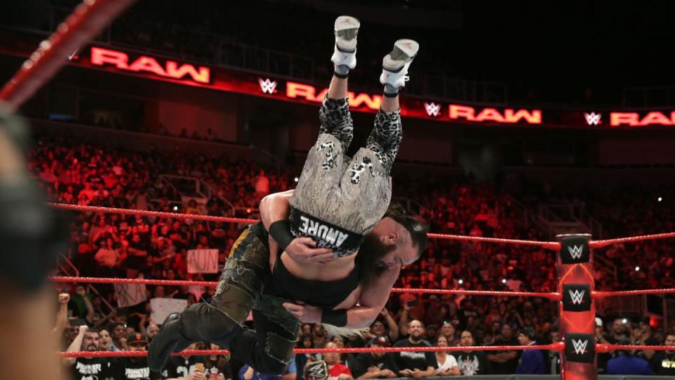  Braun Strowman hit a running power slam on Enzo Amore