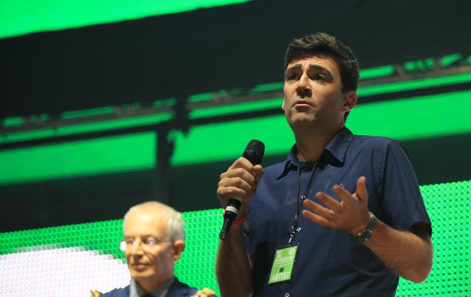 Mayor of Manchester Andy Burnham spoke at the beginning of tonight's event