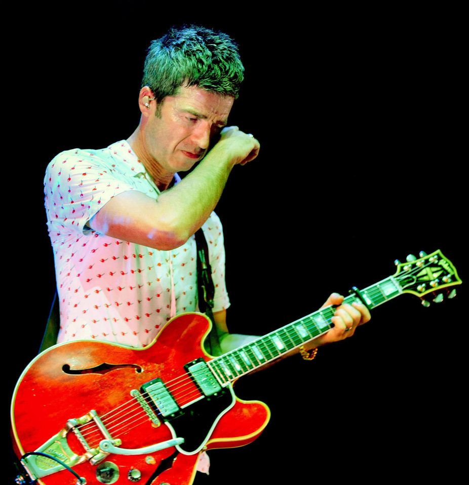 Noel Gallagher appeared to wipe away a tear as he performed in Manchester tonight