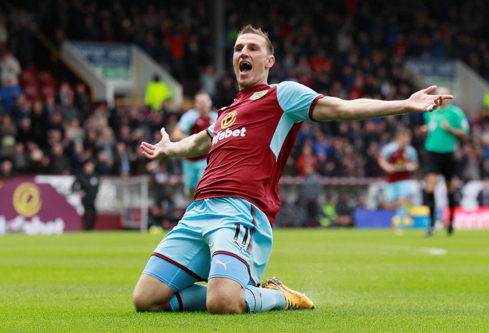 Chris Wood pounced on Lee Chung-yong's error to score Burnley's first goal