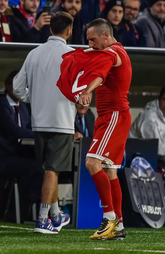 Franck Ribery threw his shirt at the bench after his 78th-minute substitution
