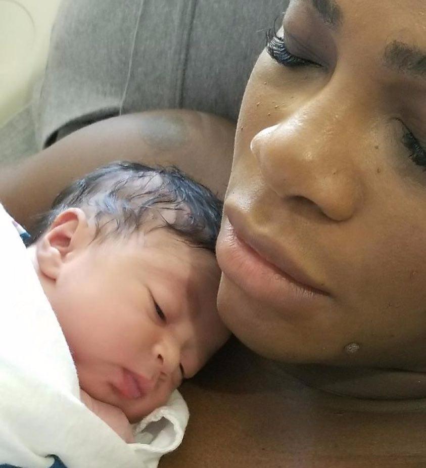 Serena Williams shared a picture cuddling her newborn daughter Alexis Olympia Ohanian Jr