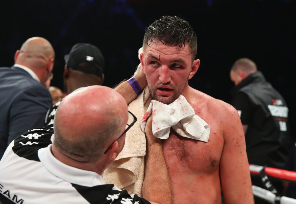 Hughie Fury is examined after a tough defeat in Manchester