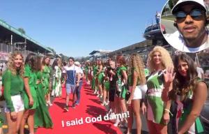 Lewis Hamilton ogles stunning podium girls before being booed in Monza ceremony