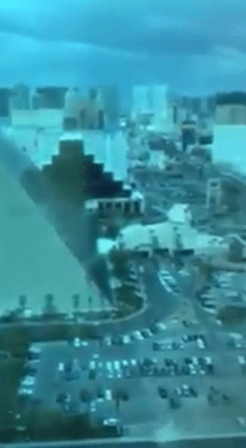 The view taken from inside the hotel room used by Stephen Paddock