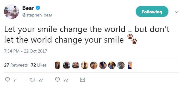  Bear wrote about smiling, but received a torrent of abuse from Charlotte's fans