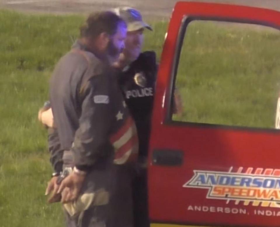 Jeffery Swinford was also handcuffed and taken into a police car