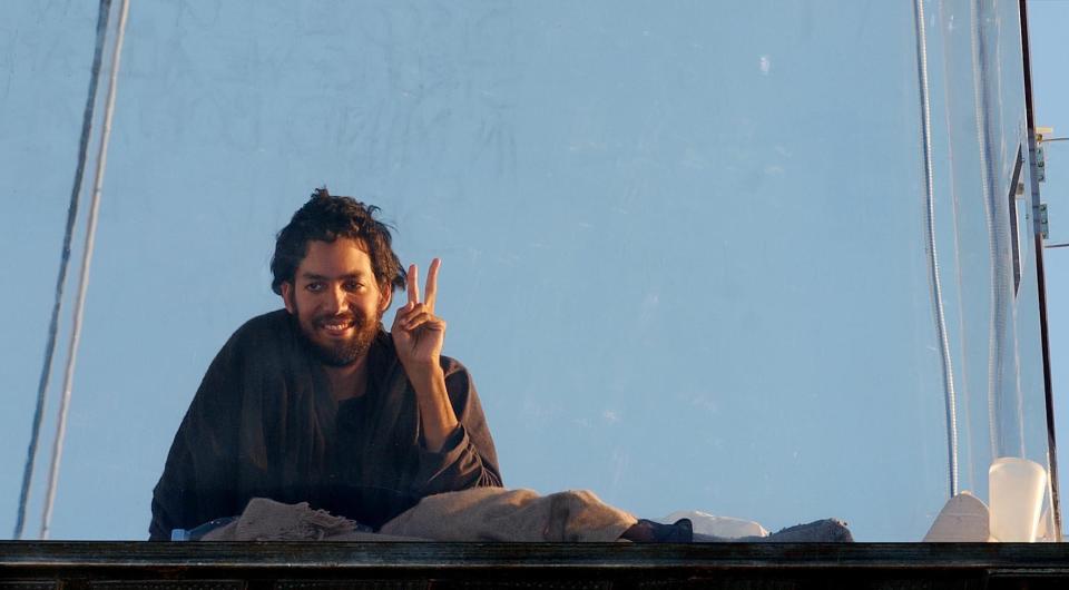  The endurance artist spent 44 days hanging from a crane near Tower Bridge