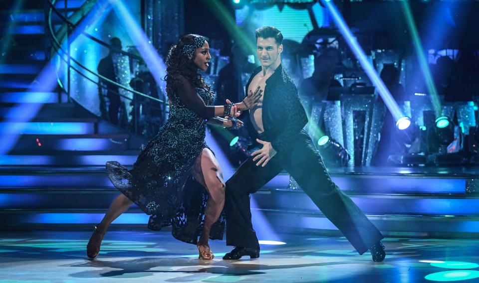  Alexandra Burke and her dance partner Gorka Marquez danced the Paso Doble and received the night's highest score