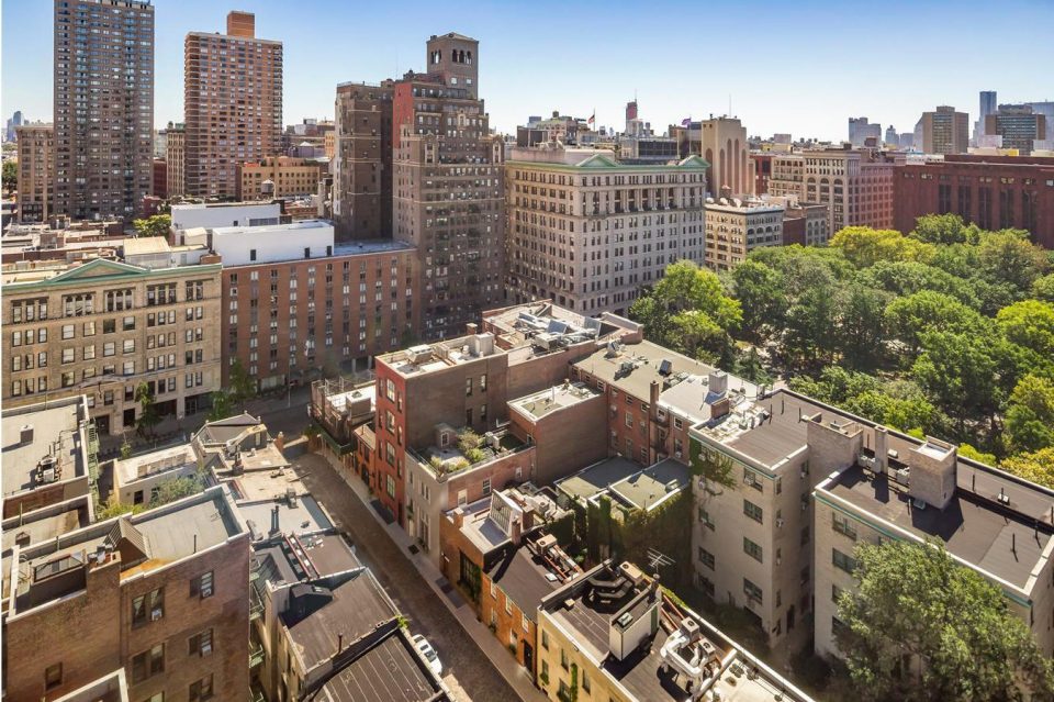 The apartment features three private terraces 