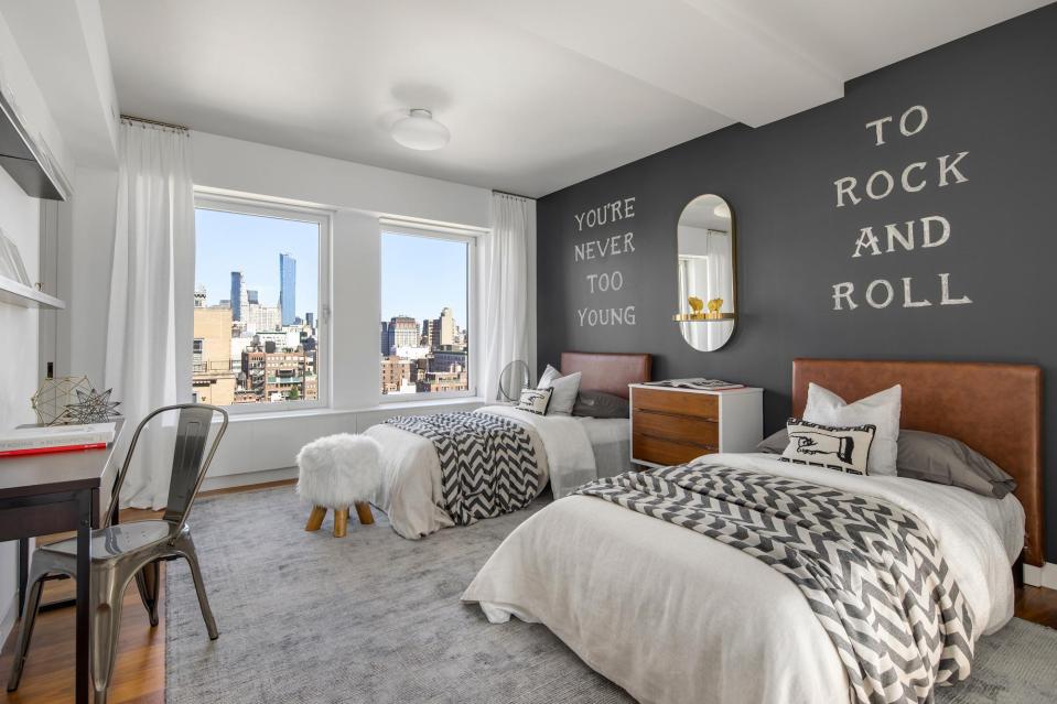 One of the bedrooms has the logo painted on the wall: 'You've never too young to rock and roll'