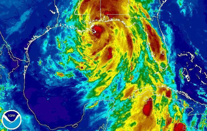  Satellite image shows Hurricane Nate approaching the mouth of the Mississippi River on Saturday