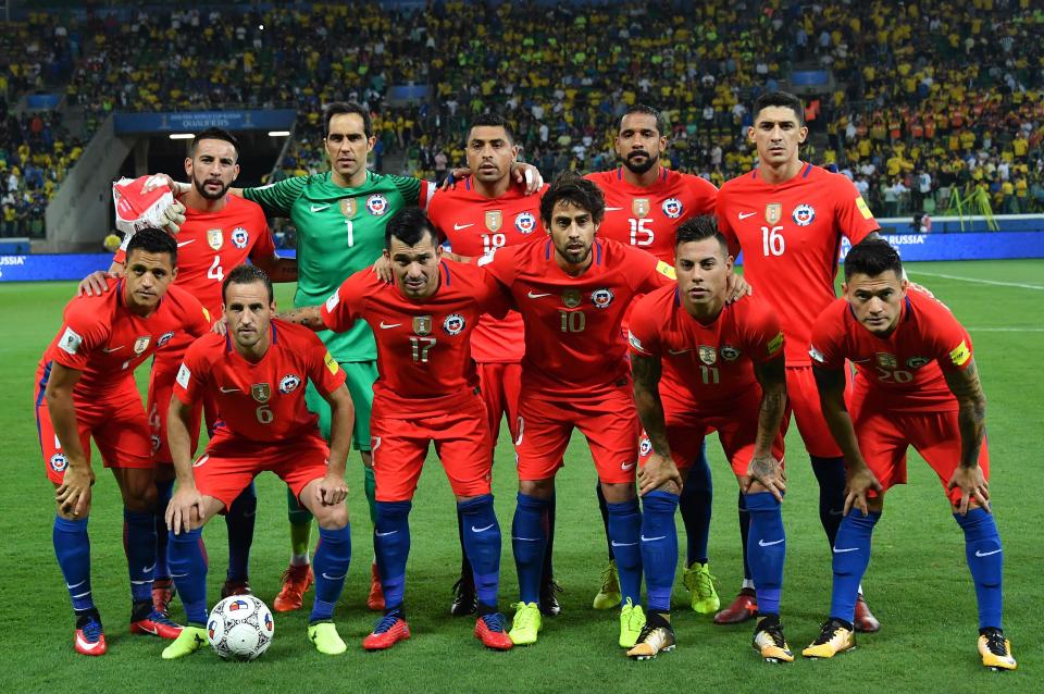 Chile's stars pose before their 3-0 World Cup qualifying defeat to Brazil