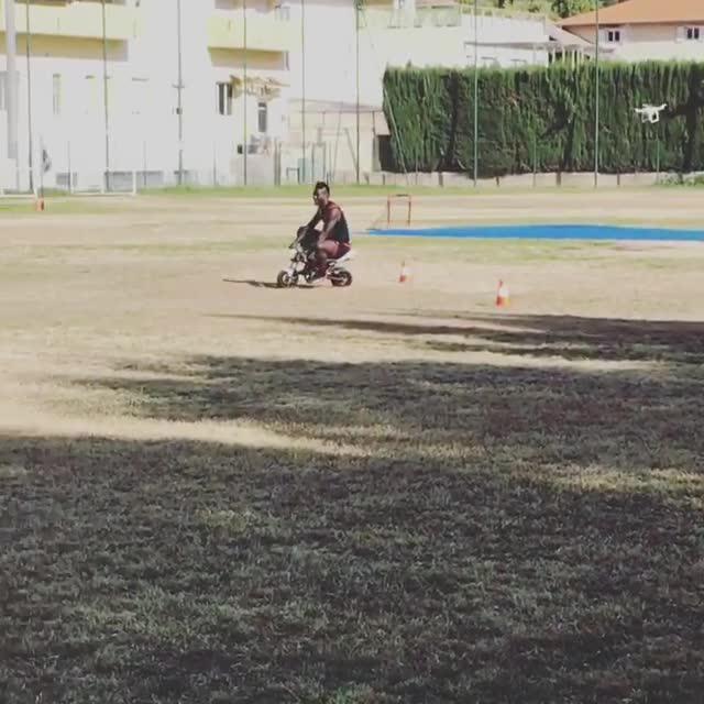 Mario Balotelli expertly - and hilariously- - navigated the makeshift circuit