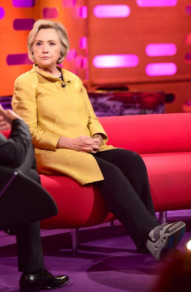  Hillary Clinton filming for the Graham Norton Show - after breaking her toe