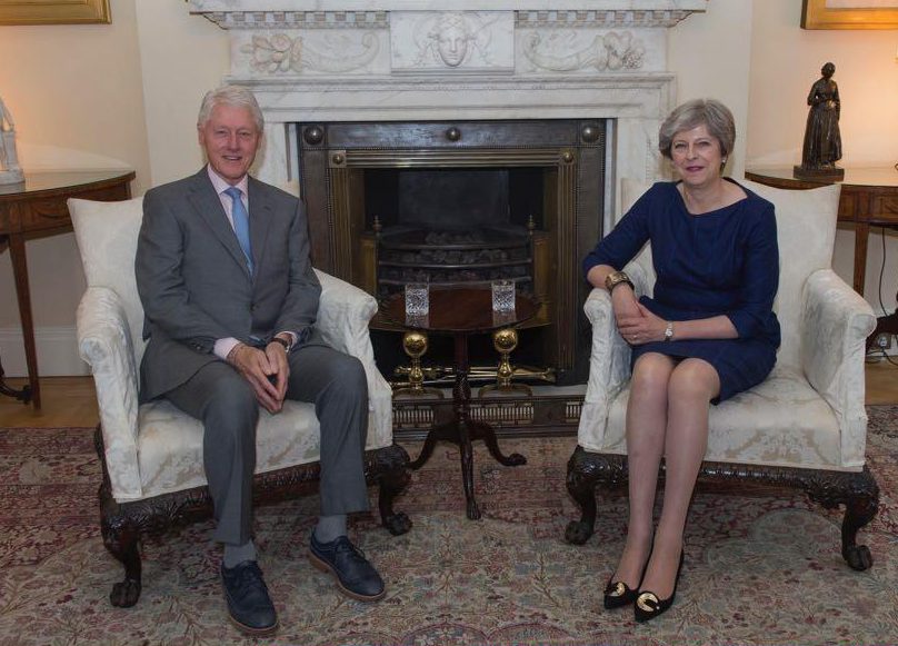  Theresa May held talks with Bill Clinton in Number 10 today