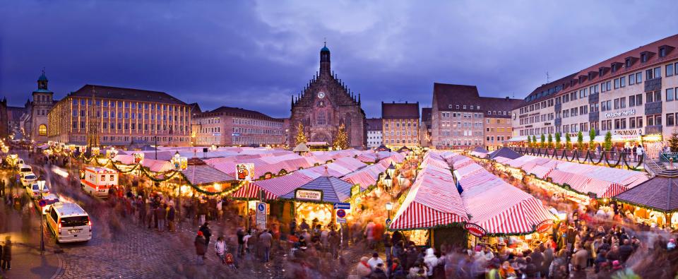 Festive stalls at the Hauptmarkt makes for a perfect Christmas city break