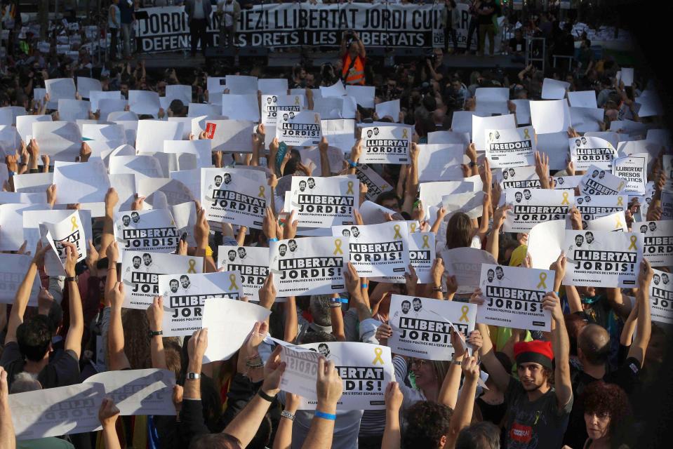  They held up signs with demands as they campaigned for independence for the region