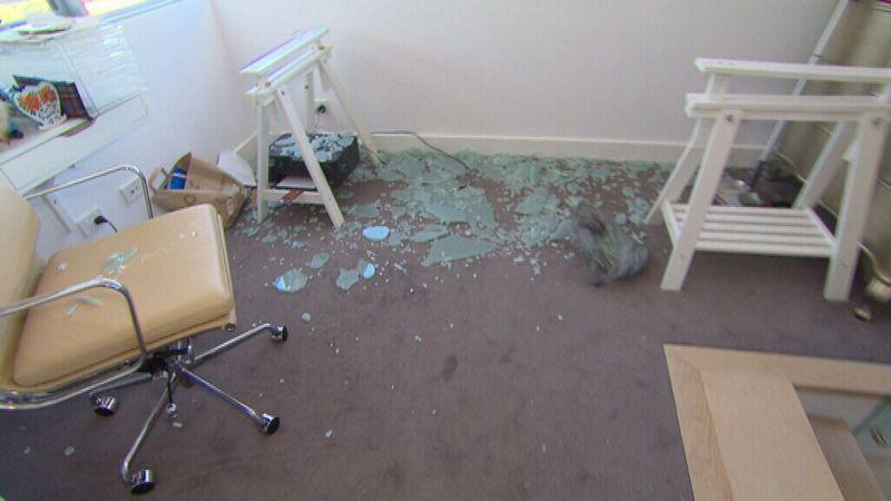  Samantha Bailey claims her glass desk 'spontaneously exploded' at her Melbourne home
