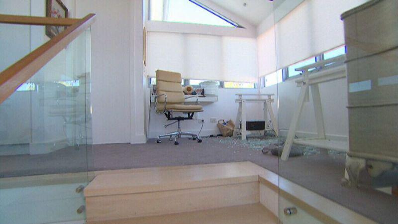  She said it was 'raining glass' down the stairs when the desk 'exploded'