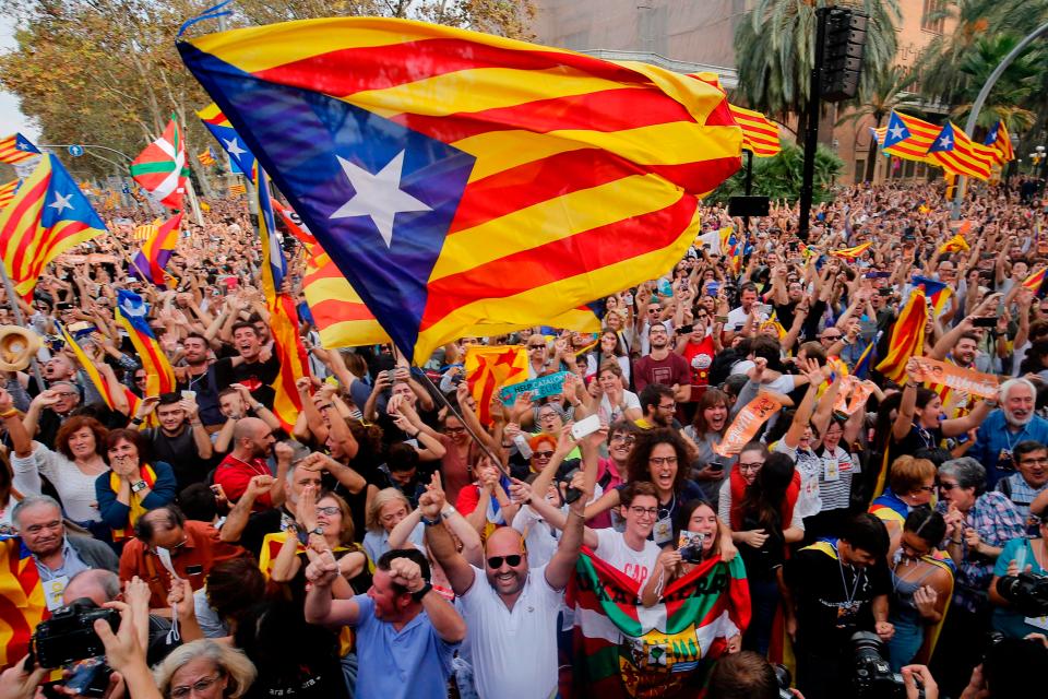 Tens of thousands celebrated in the streets of Barcelona after the vote was announced