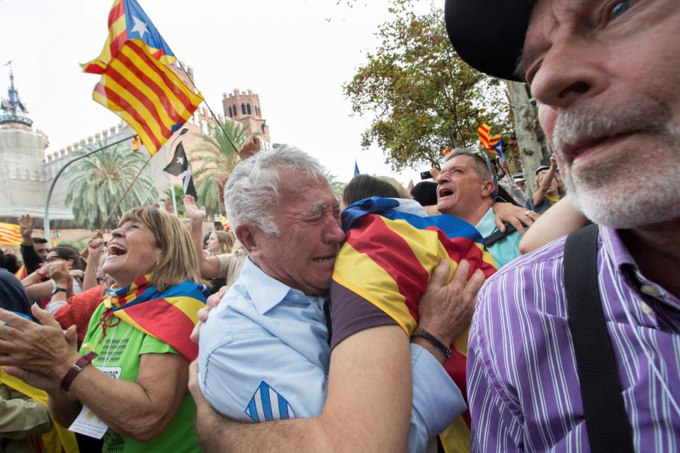 Emotional independence supporters were seen in tears during the processions