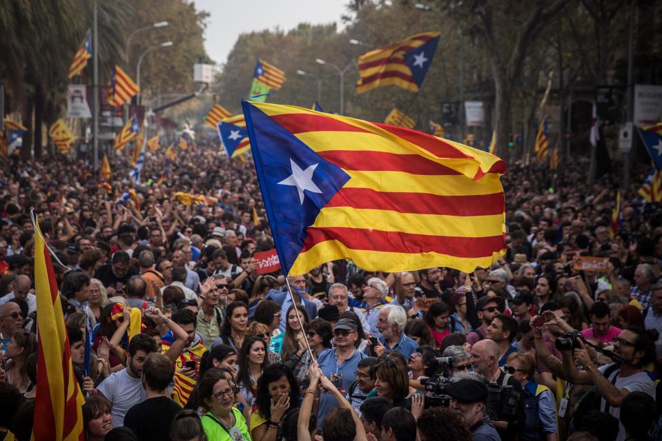 Catalan flags were paraded through the streets of Barcelona
