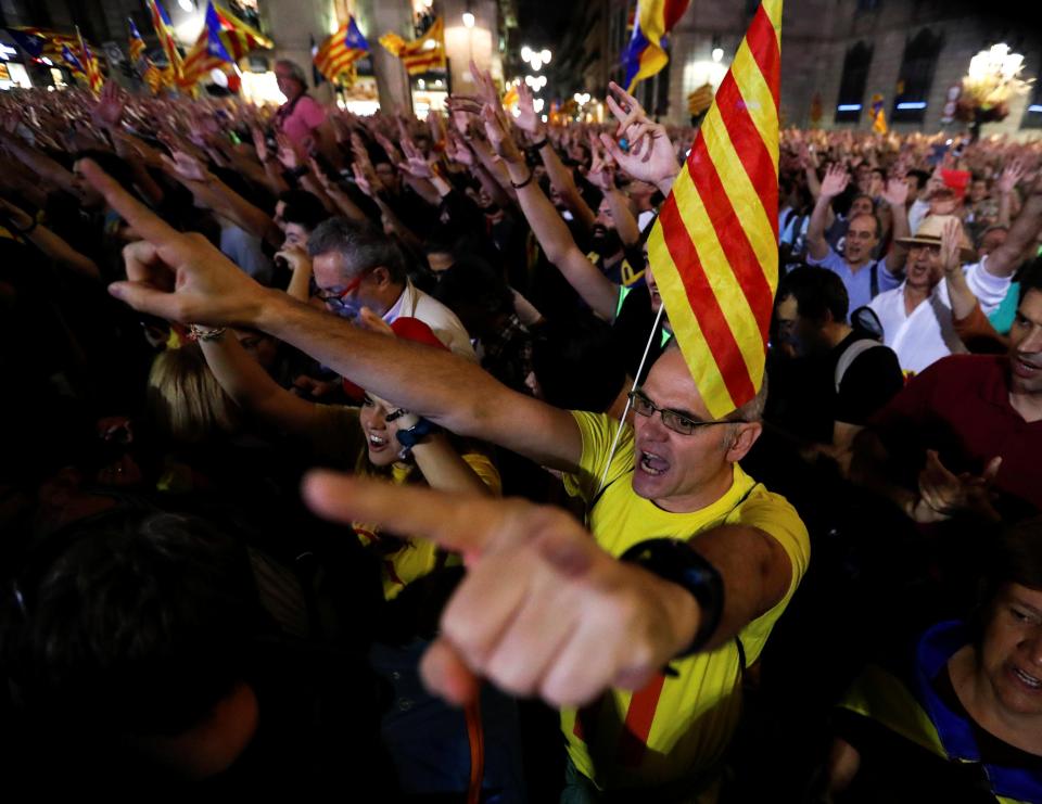  Catalan independence supporters continued to celebrate late into the evening