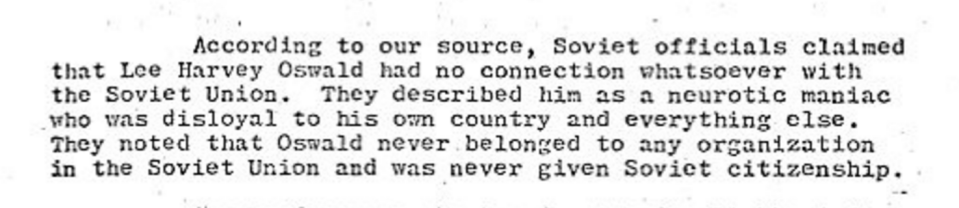  Oswald was described as an "neurotic maniac" in the documents