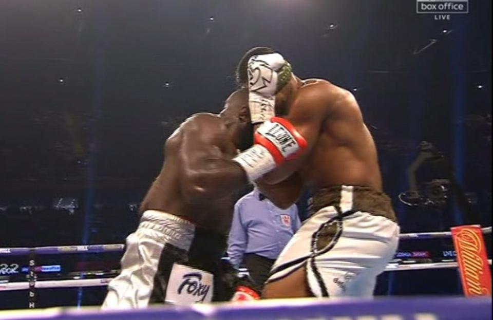  Joshua was left with a bloodied nose after an illegal blow