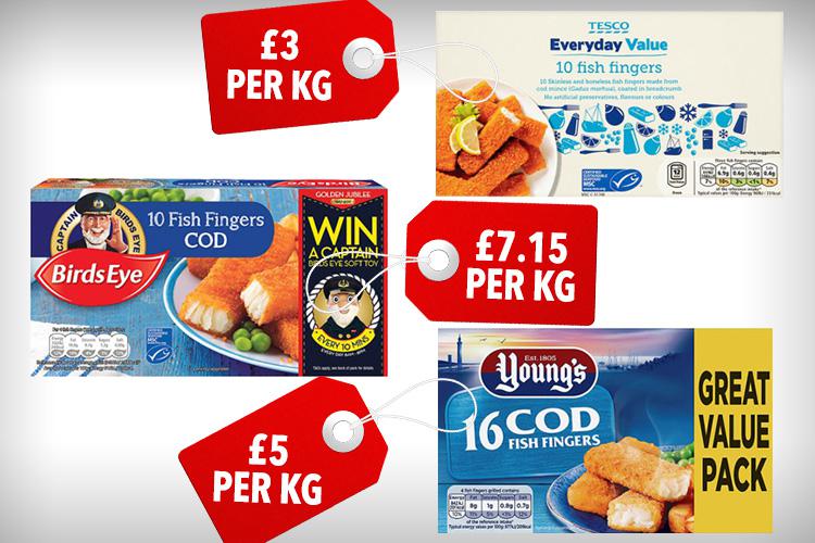  Tesco Everyday Value fish fingers contain more fish and are cheaper than some from market leading brands