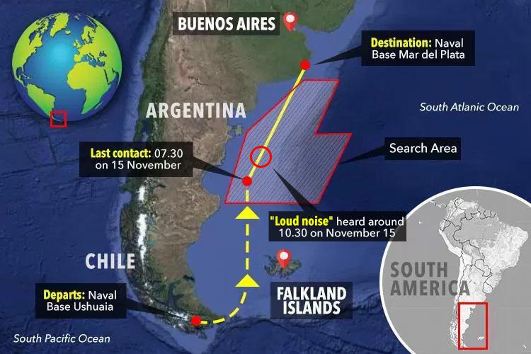 The noise was reportedly heard on the submarine's route back to Mar del Plata