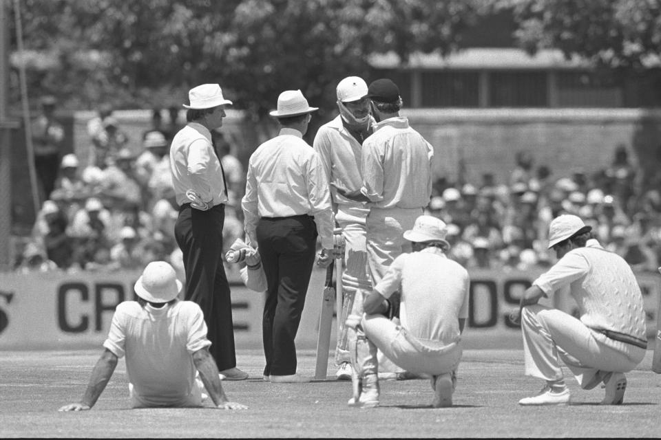 Dennis Lillee was forced to change his aluminium bat after just four deliveries