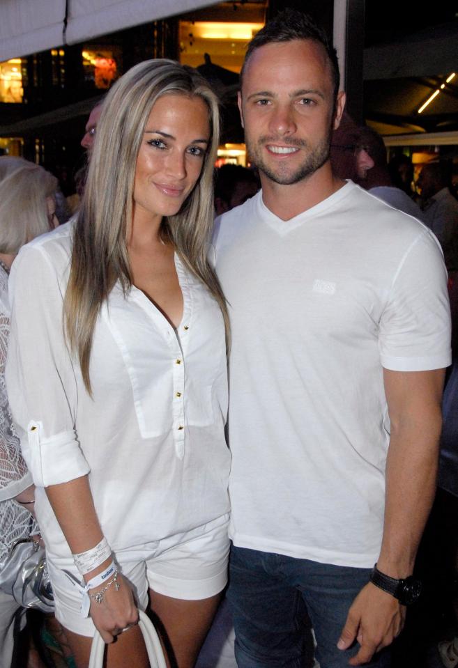 Oscar Pistorius and Reeva Steenkamp at the Tasha's All White Party on January 26, 2012 in Johannesburg