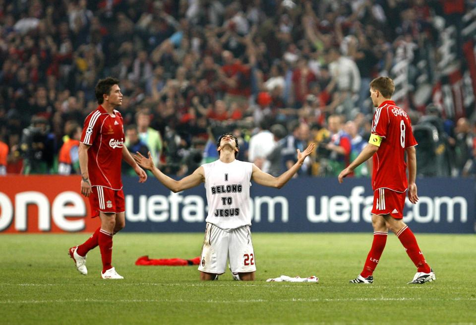 The famous image of Kaka celebrating Champions League success in 2007
