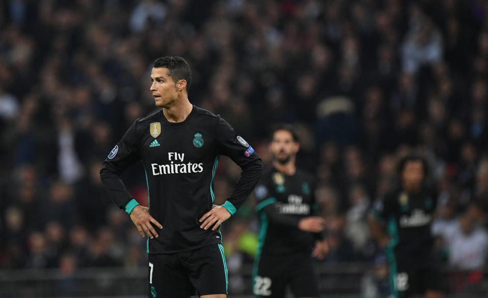 Cristiano Ronaldo cut a frustrated figure as Real Madrid lost at Tottenham