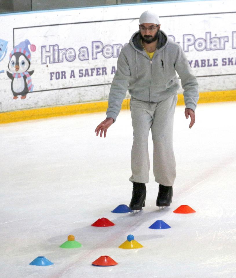  Cricketer Monty Panesar looked nervy as he began training for Dancing on Ice