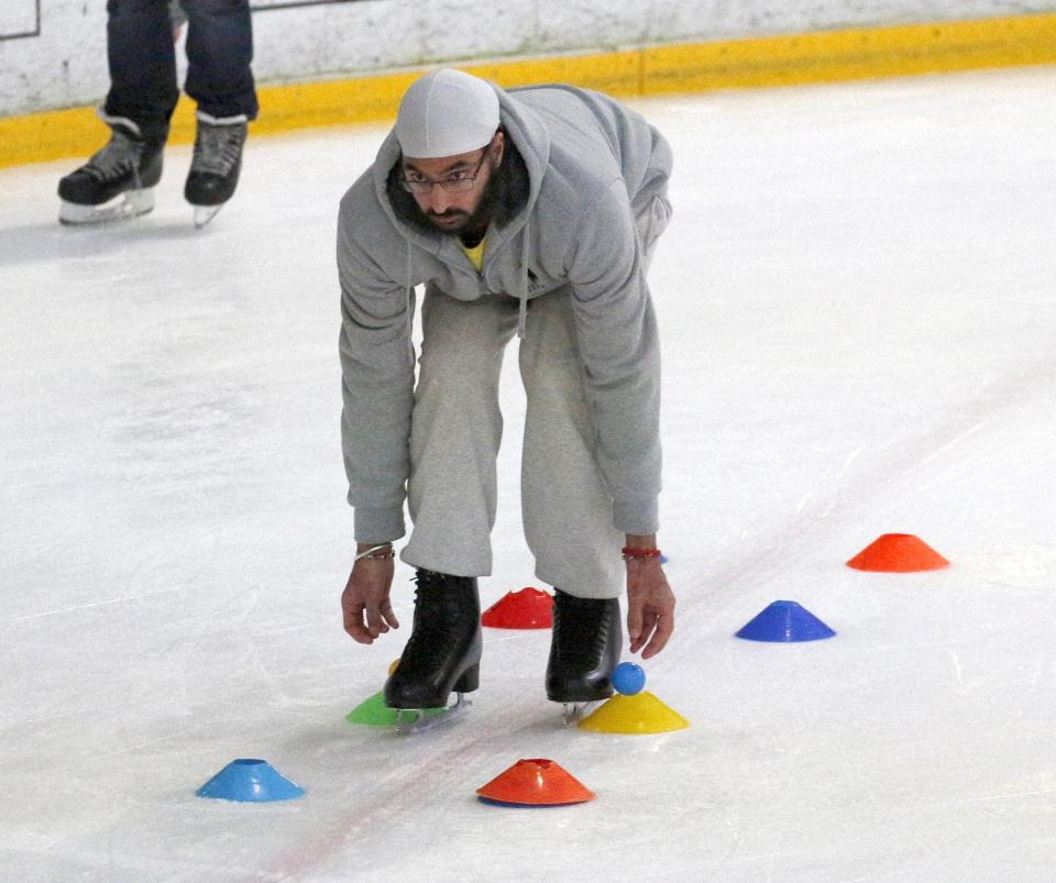  He looked apprehensive as he performed a tricky routine which saw him crouching down
