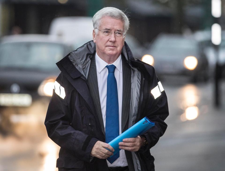 Former Defence Secretary Sir Michael Fallon arrives for a constituency meeting Swanley on Saturday