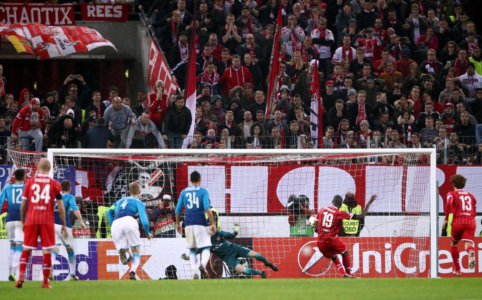 The French striker steps up to net the winner from the spot