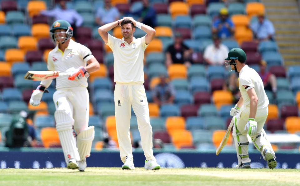  Jimmy Anderson cannot bear to watch as the hosts win the First Test