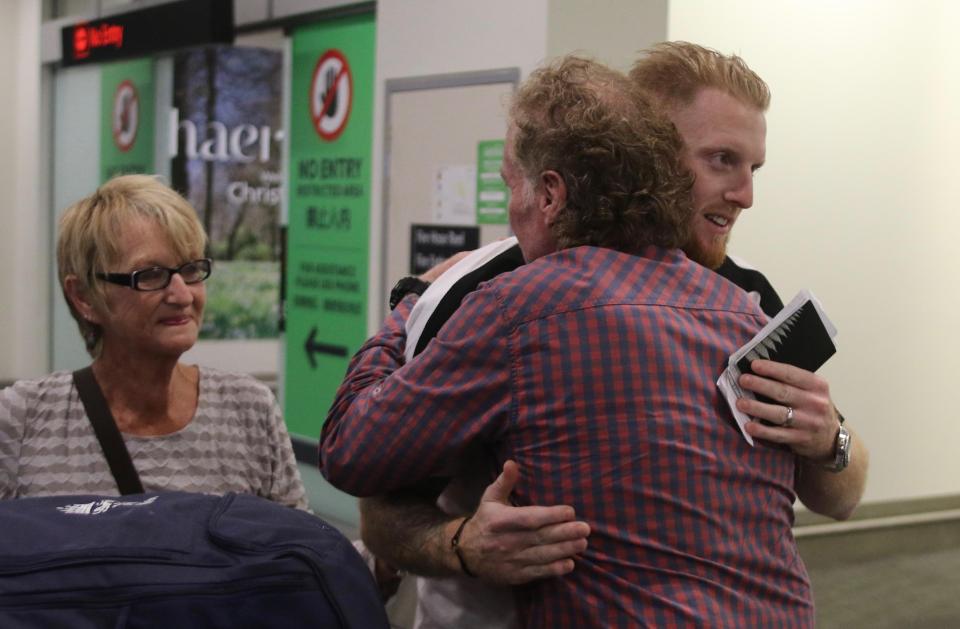  Stokes, pictured hugging dad Gerard, insisted he was only in New Zealand to visit his family