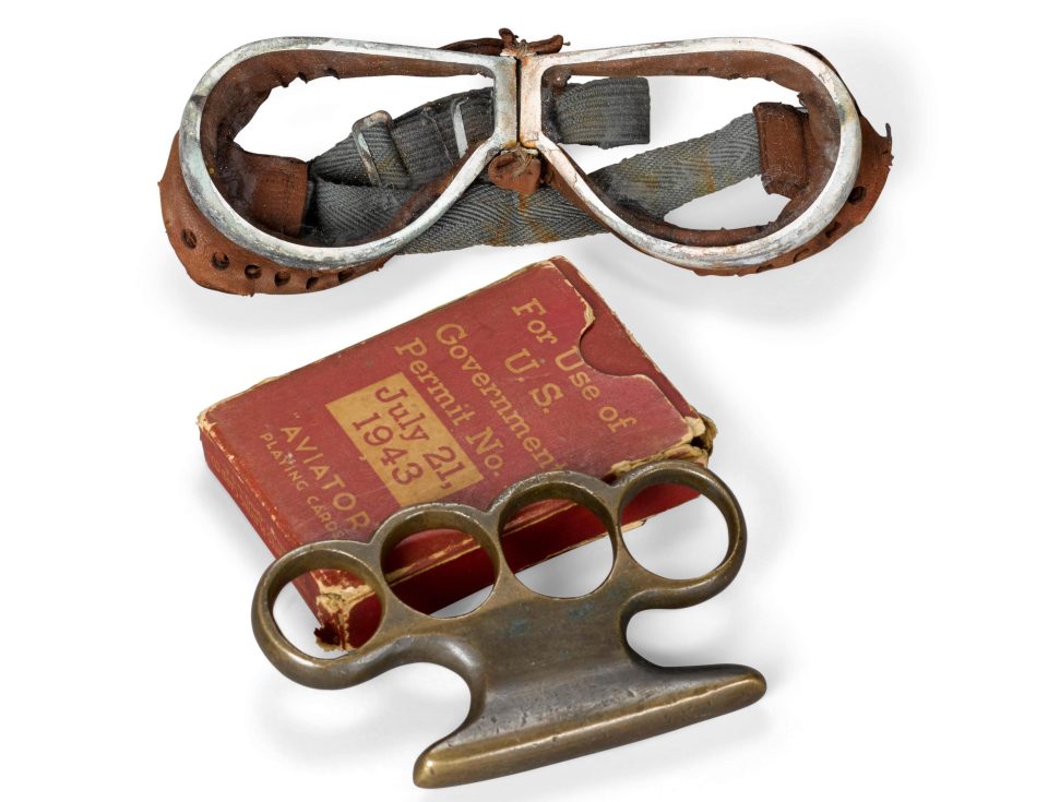  These goggles and knuckle duster belonged to agent Geoffrey Jones